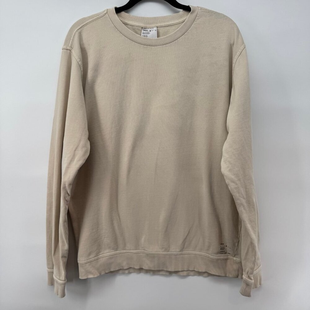 Onia Men's Size Large Beige 100% Cotton Pullover Sweatshirt